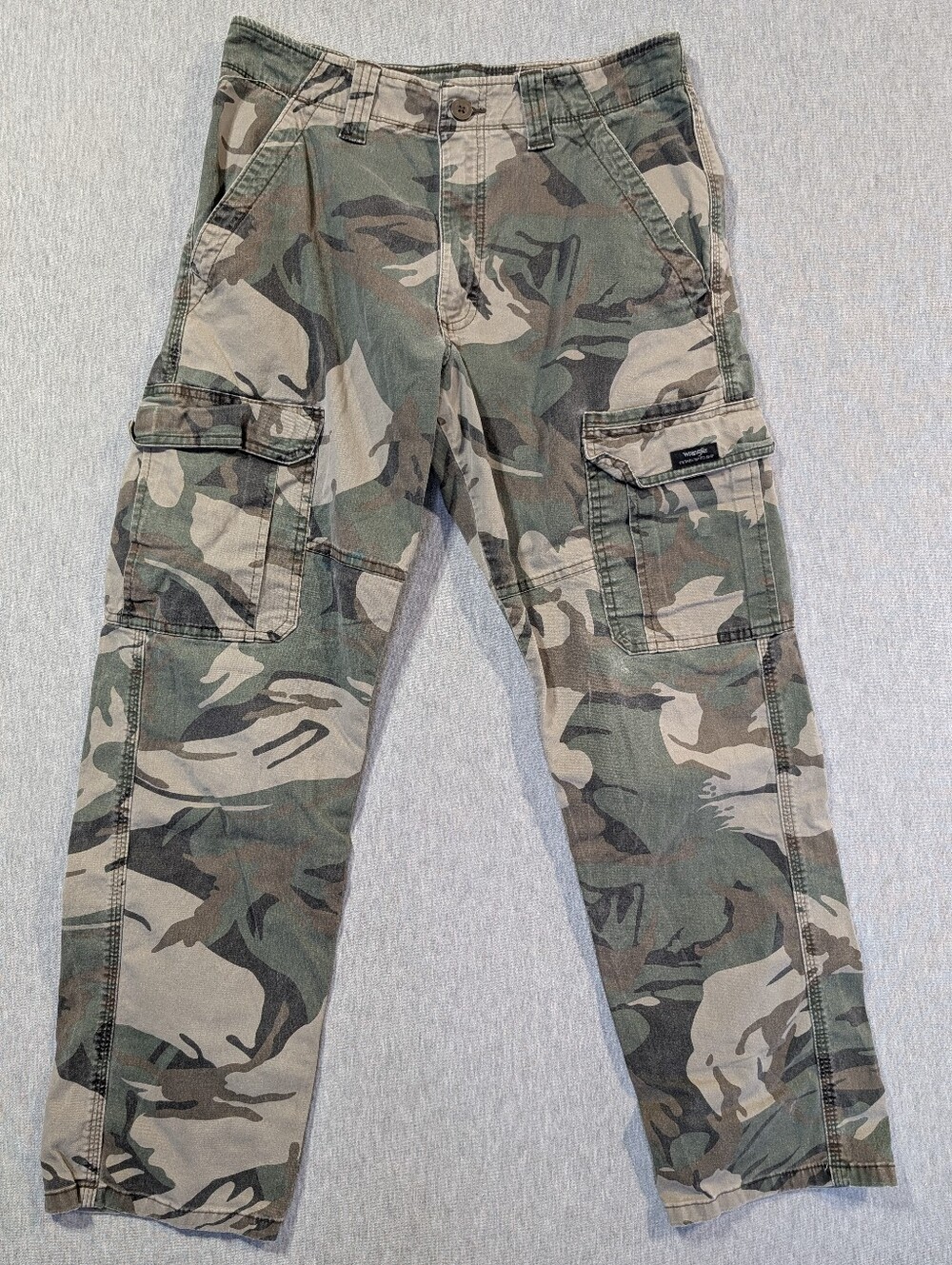 Wrangler Camo Cargo Pants Men's 29 X 30 Faded Green Relaxed Fit